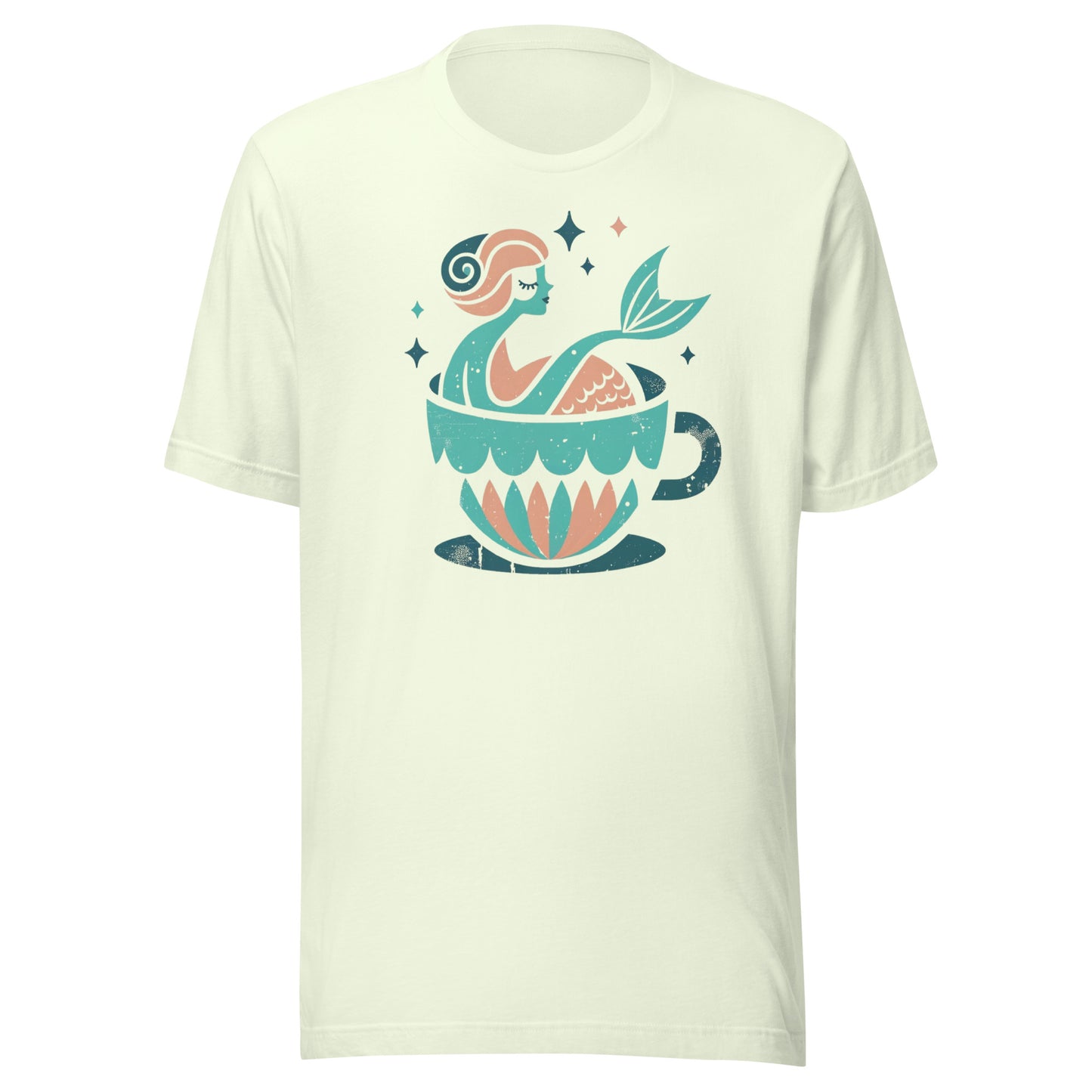 Mermaid in a Cup - Retro-Inspired Unisex Tee in Green & Pink