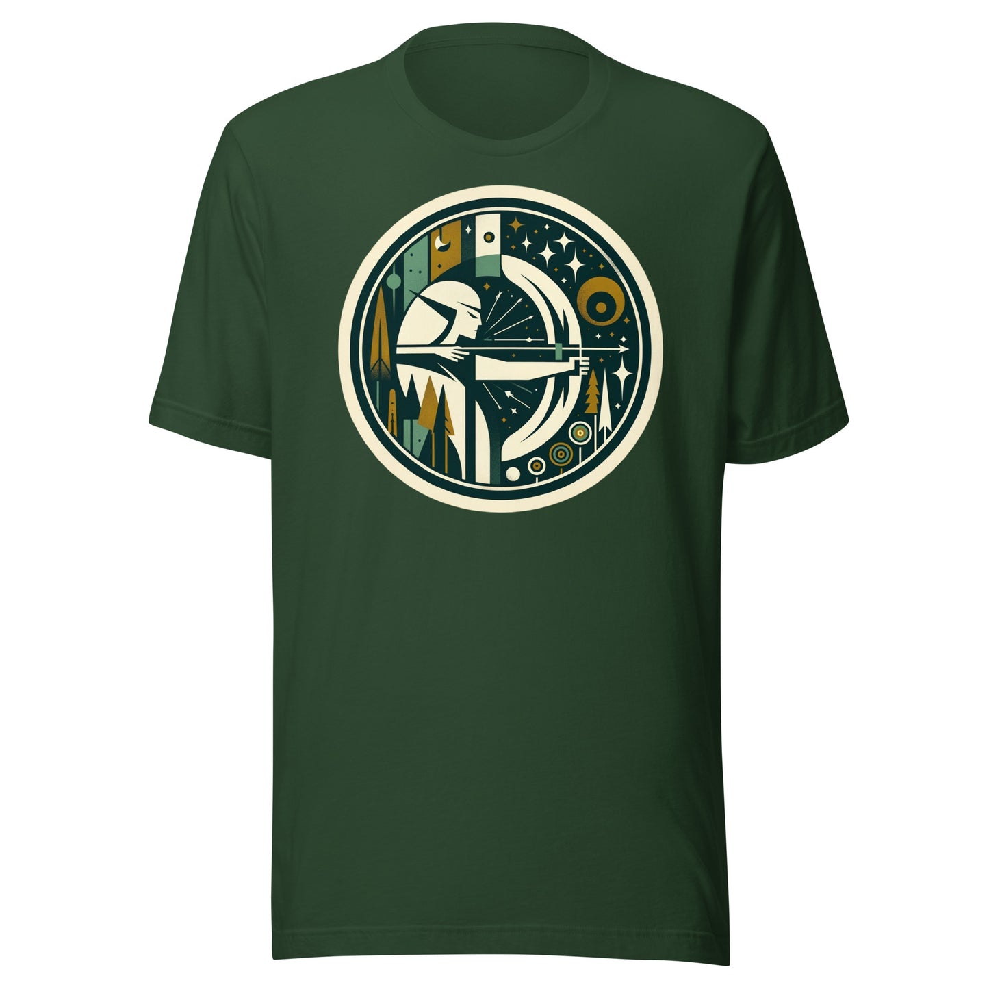 Elven Starshot: Precision Archery in the Enchanted Forest Unisex t-shirt