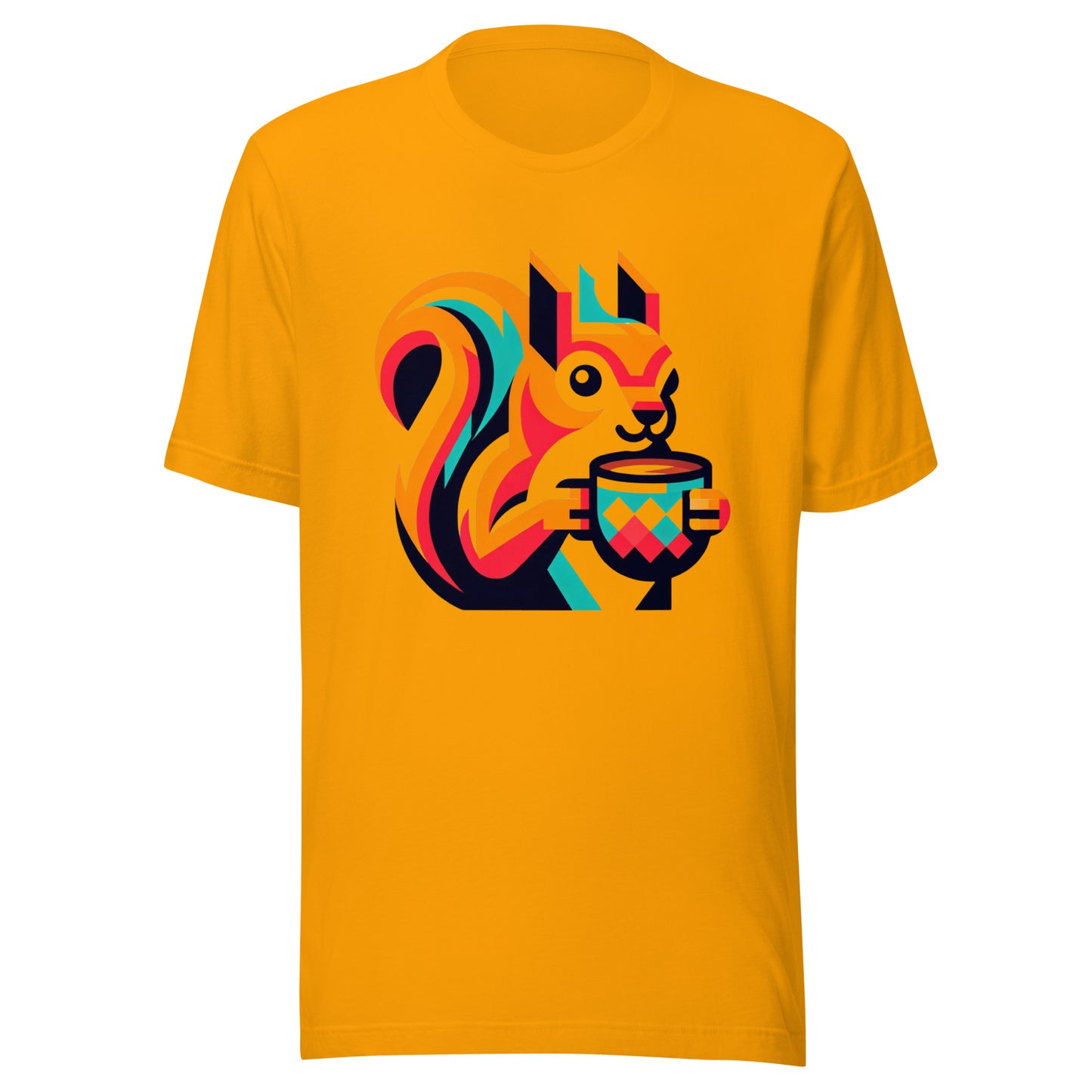 Espresso Squirrel: Vibrant Coffee Companion - Whimsical Wildlife Unisex T-Shirt