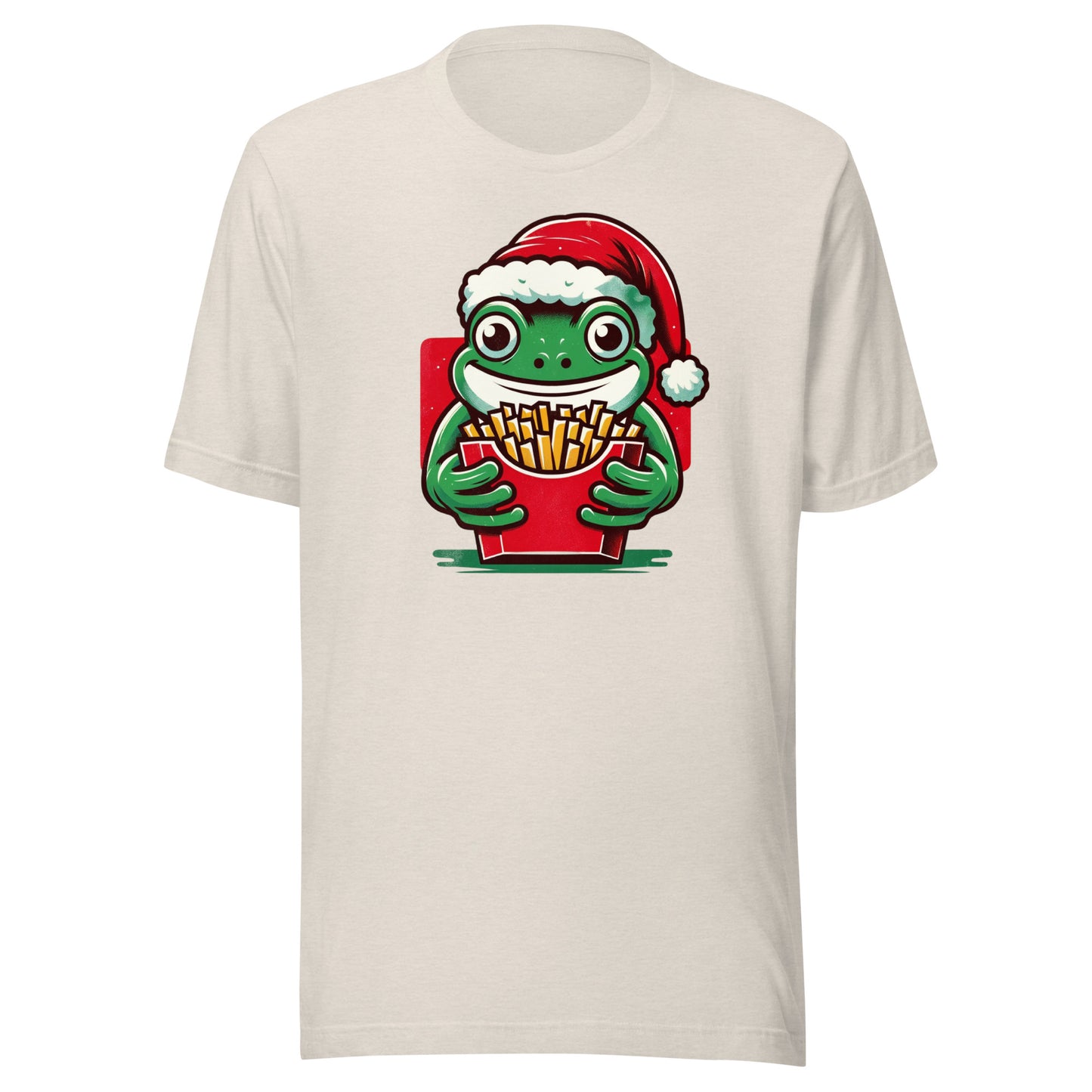 Christmas Cheer with a Side of Fries: A Jolly Frog's Festive Feast Unisex t-shirt