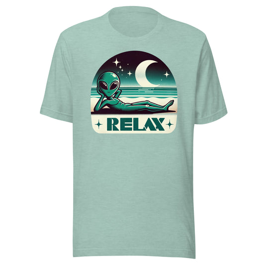 Relaxing Alien Beach Moon Graphic Unisex t-shirt