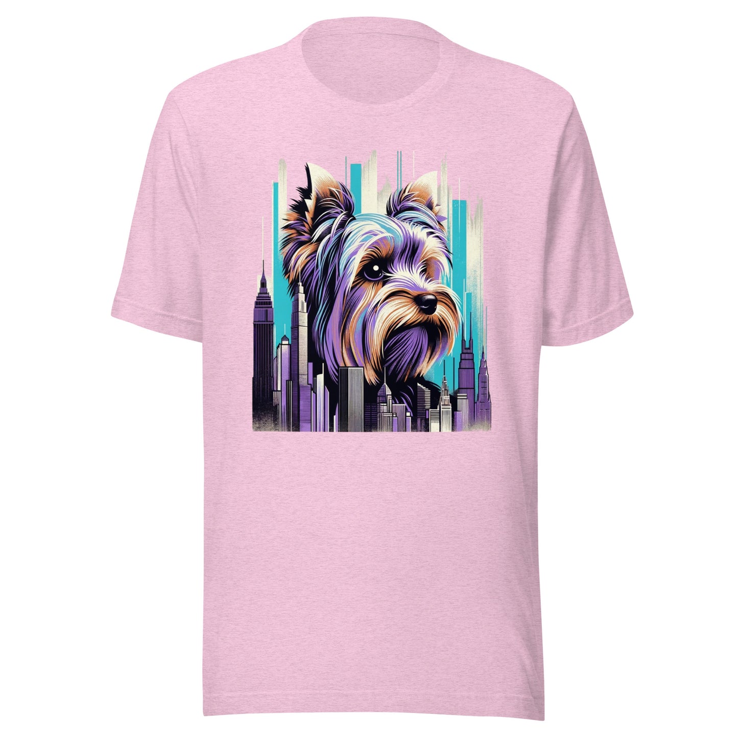 Iron Paws: Yorkshire Terrier Dog Youth - Purple Hued Cityscape Unisex t-shirt