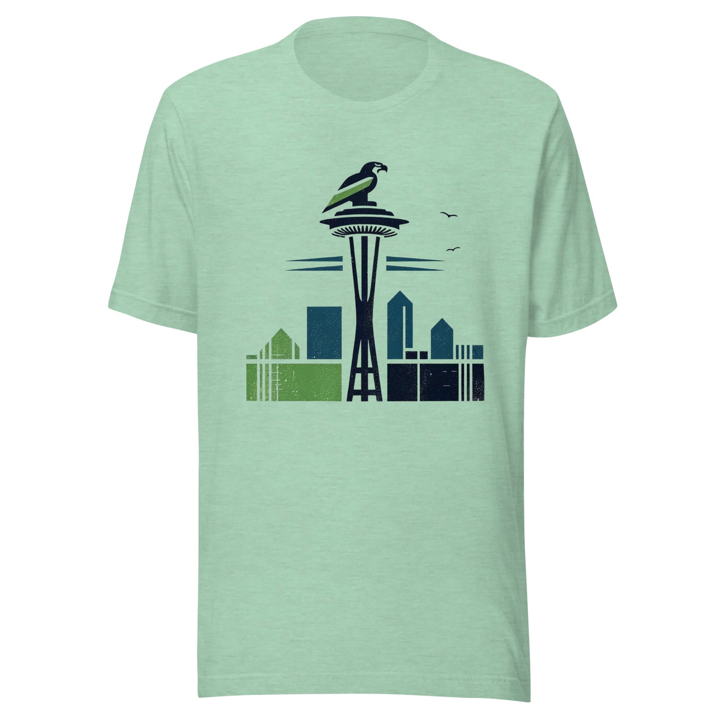 Seattle Gridiron: Space Needle Birds - Retro Football Tapestry Series Unisex t-shirt