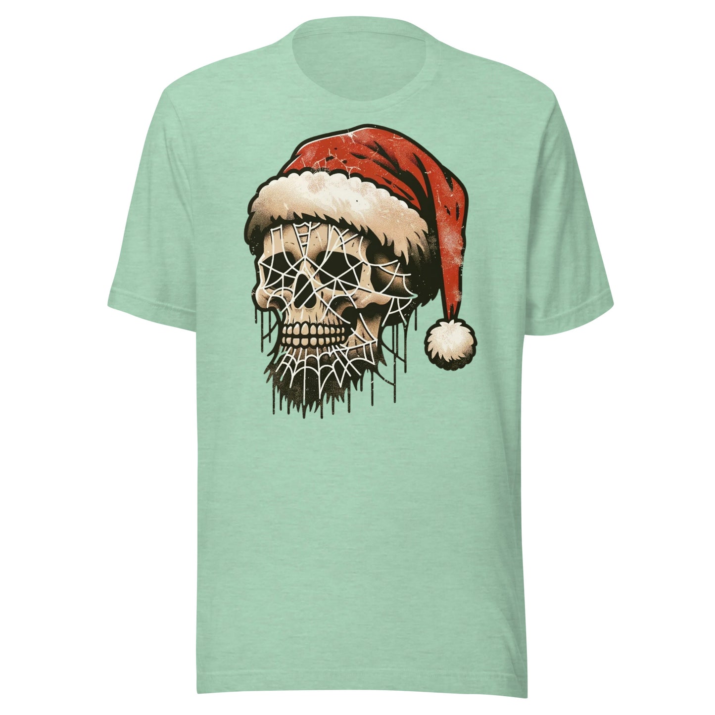 Halloween Leftovers: Christmas Skull with Vintage Santa Hat for a Spooky Holiday Vibe Unisex t-shirt