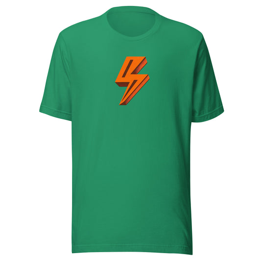 Bold Orange Lightning Bolt Distressed Graphic Tee - Unisex