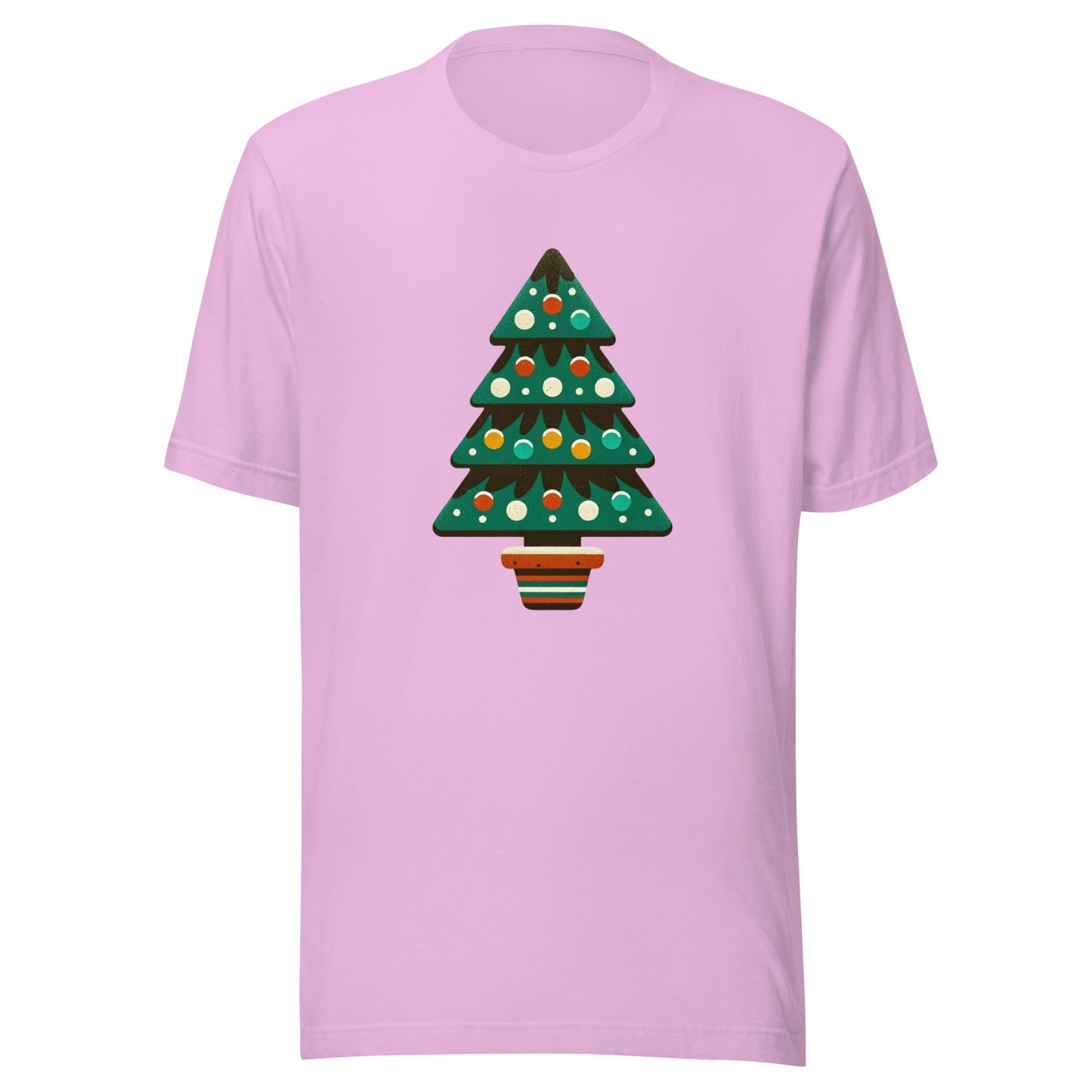 Merry Minimalist: Simple Christmas Tree with Lights Holiday Tee