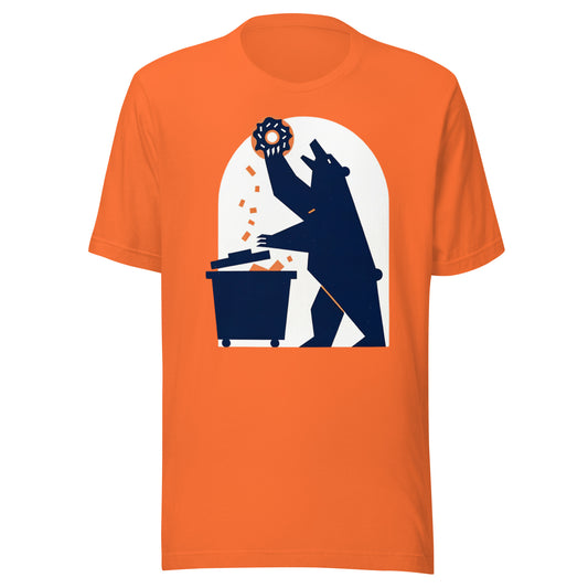 Bear Trash Diving with Donut Minimalistic Chicago Fan Tee - Unisex