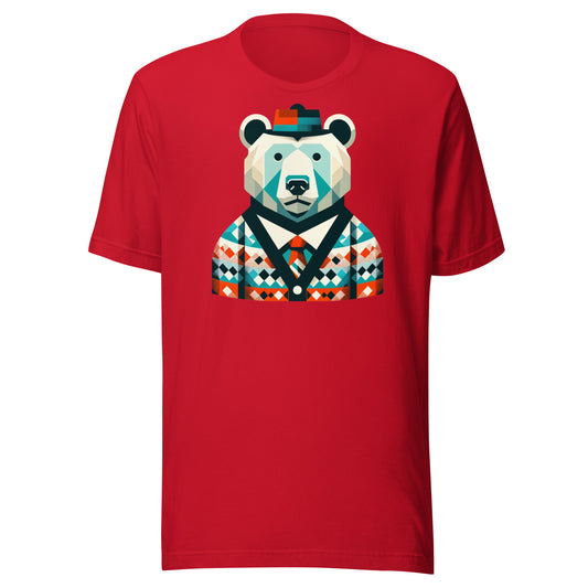 Dapper Bear: Geometric Elegance - Stylish Animal Portrait Tee Unisex t-shirt