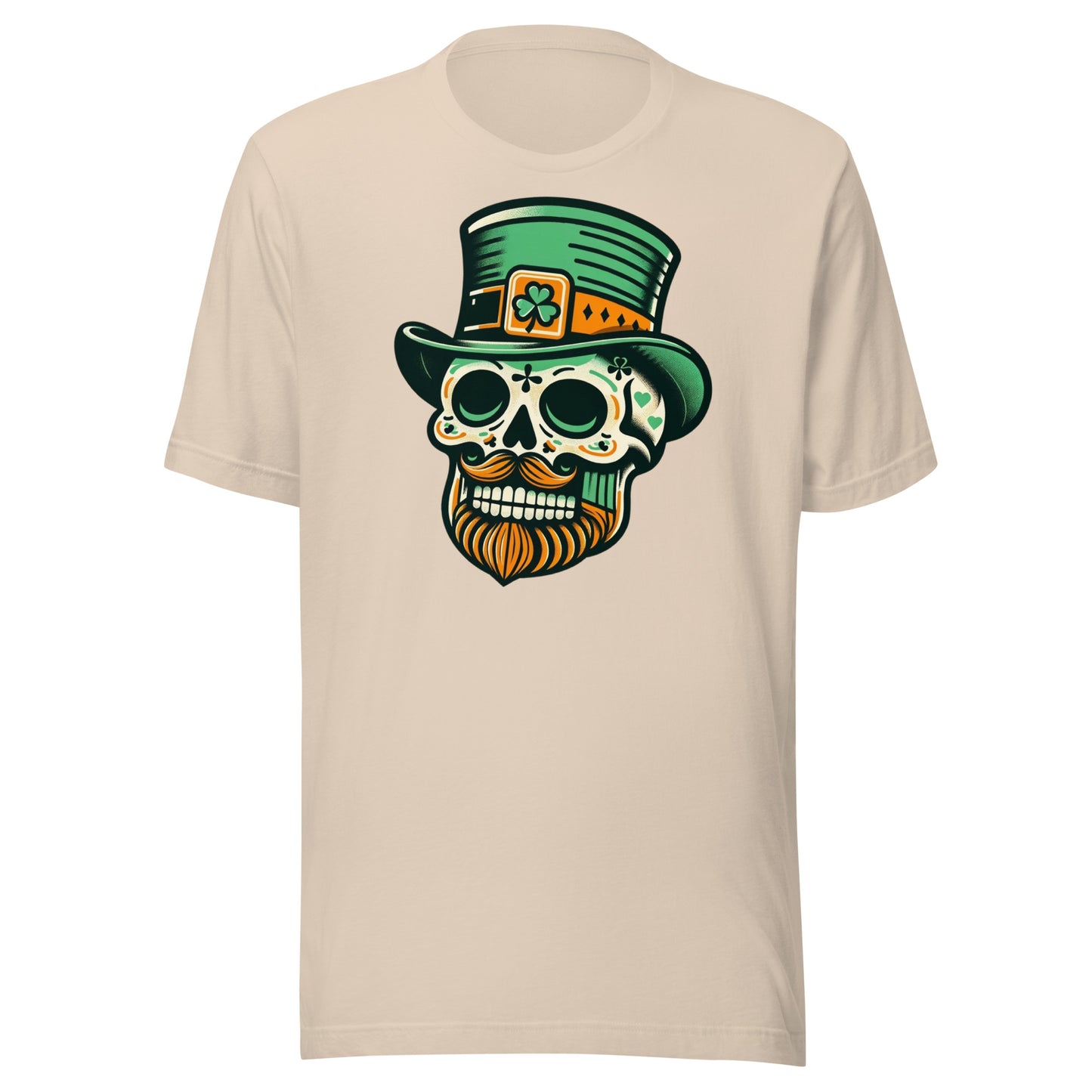 Irish Charm Meets Dia de Los Muertos: Skull with Leprechaun Hat Unisex t-shirt