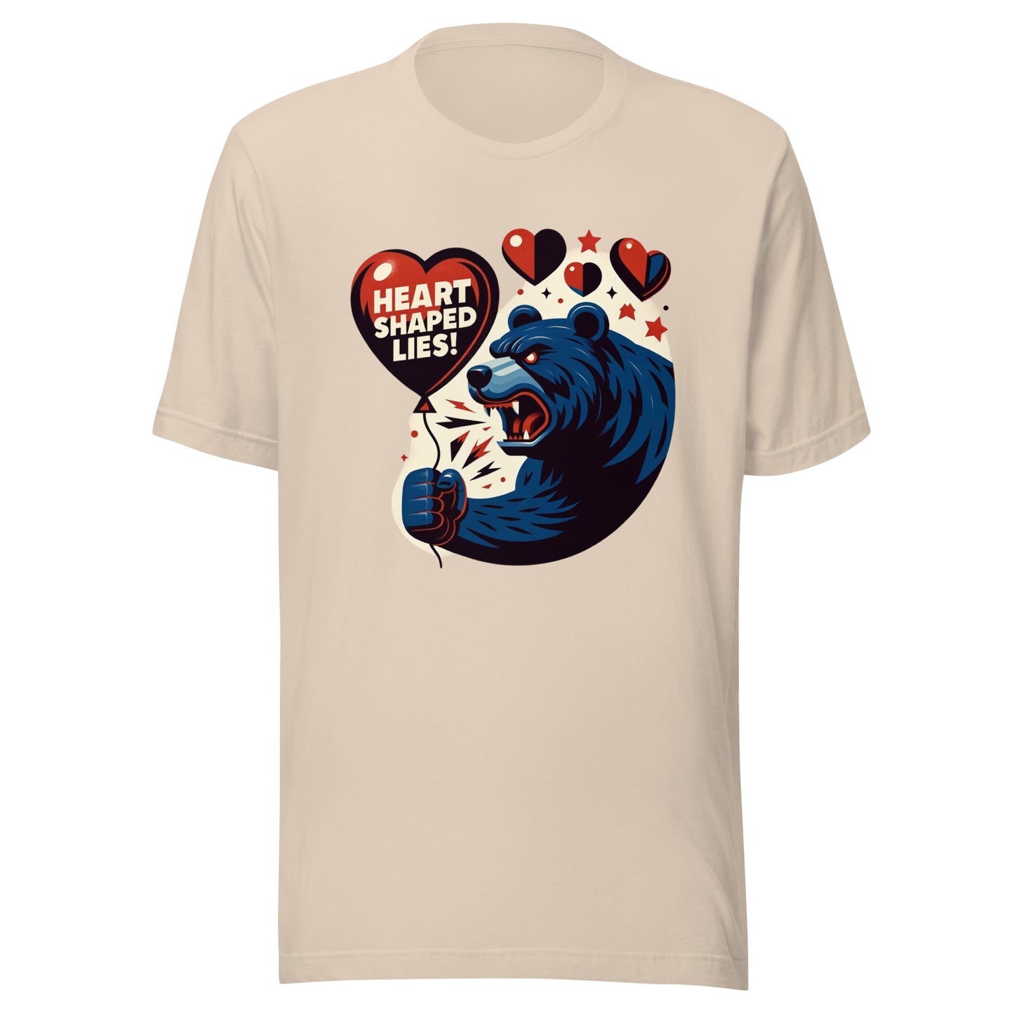 Heart Shaped Lies! Angry Love Bear Unisex t-shirt