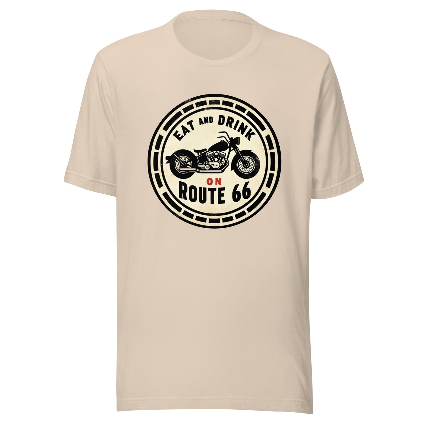 Motorcycle "Eat and Drink on Route 66" Graphic Tee - Unisex