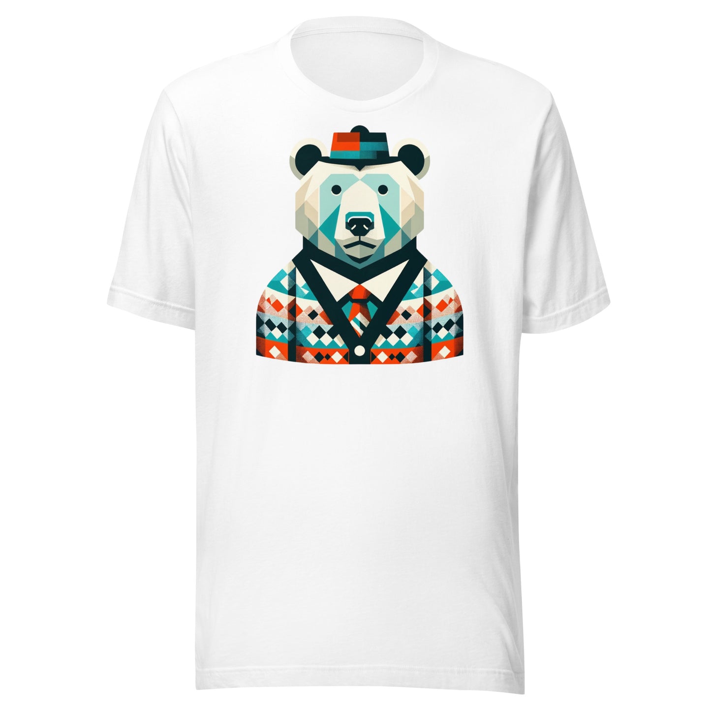 Dapper Bear: Geometric Elegance - Stylish Animal Portrait Tee Unisex t-shirt