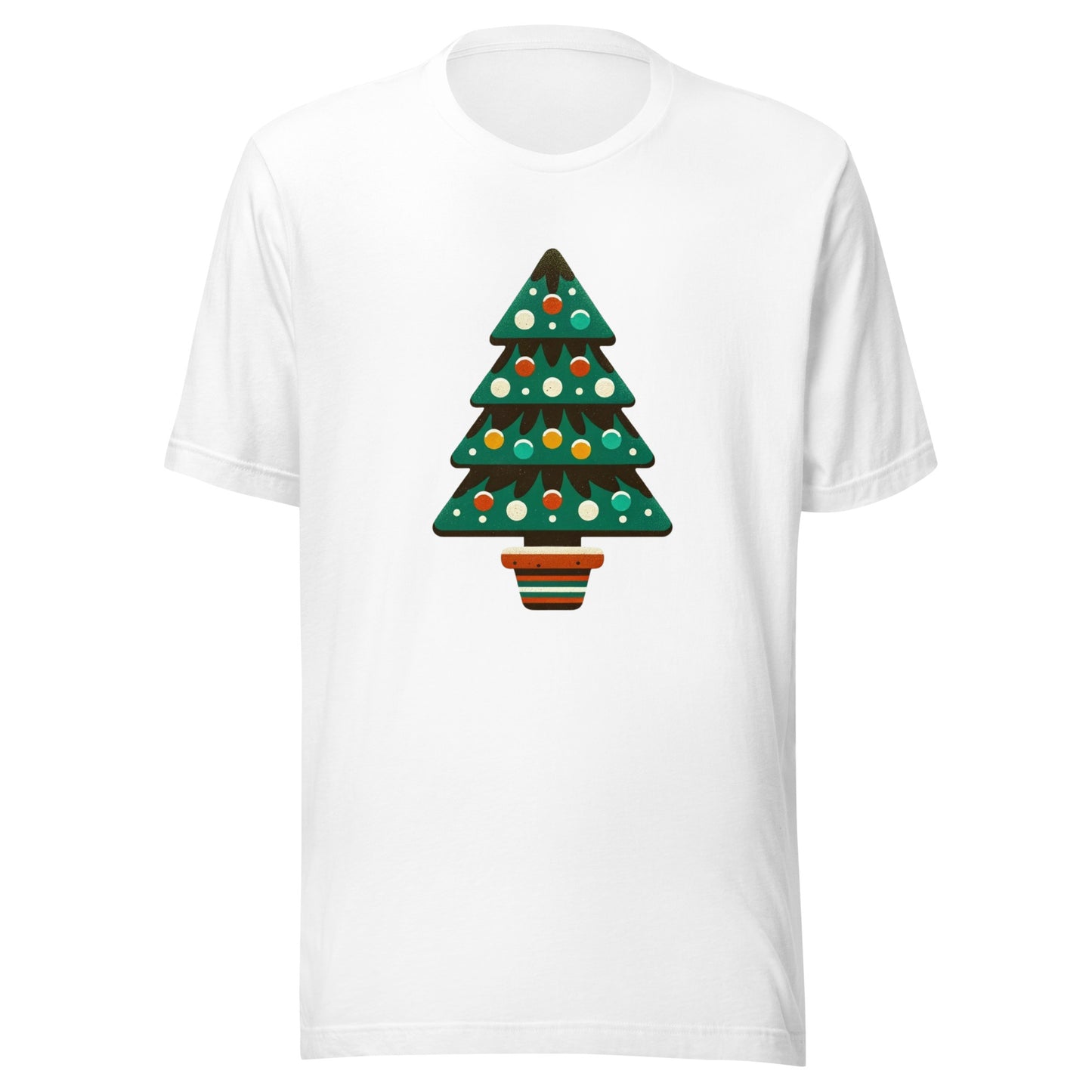 Merry Minimalist: Simple Christmas Tree with Lights Holiday Tee
