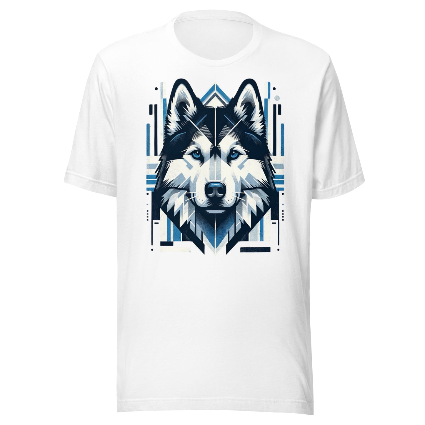 Iron Paws: Siberian Husky Dog Howl - Cool Blue Symmetry Unisex t-shirt