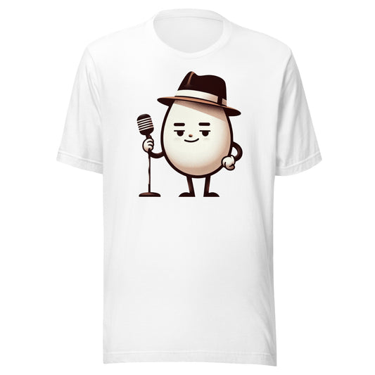 All the Yolks: Cool Egg Comedian with Microphone Unisex Tee