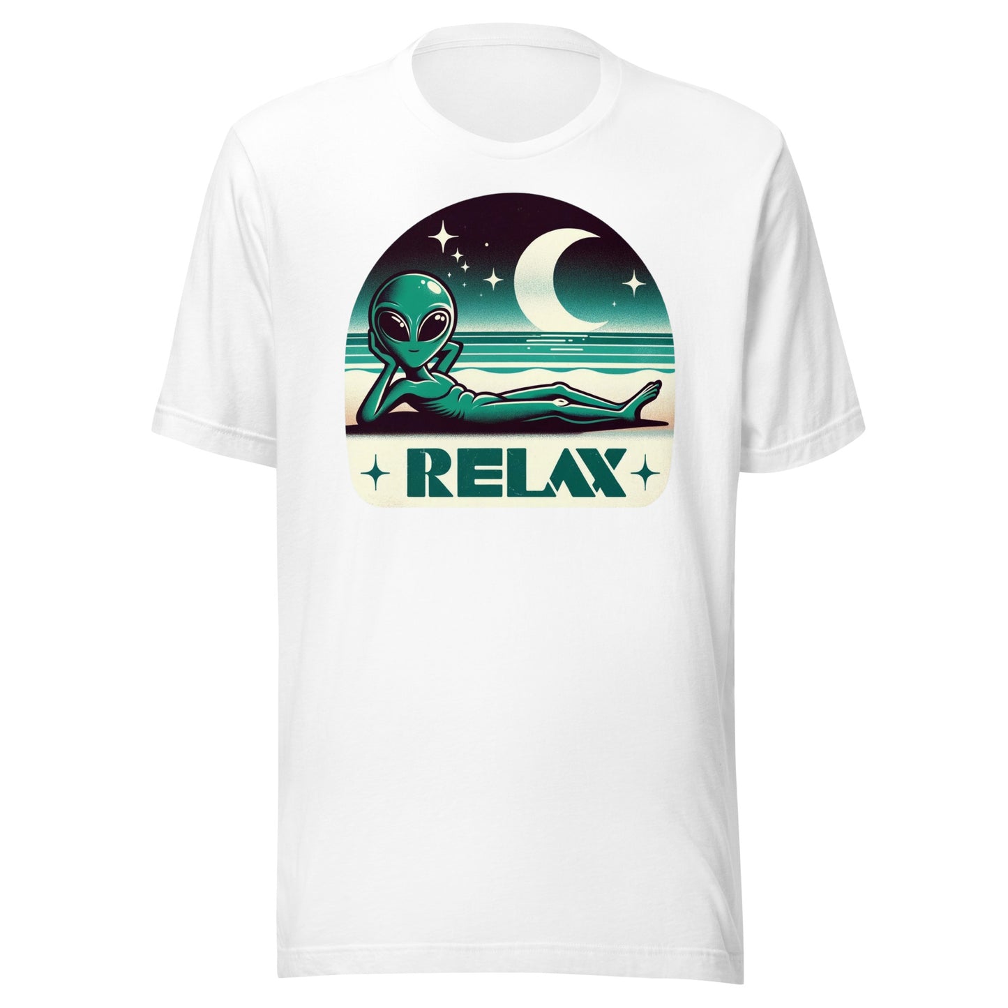 Relaxing Alien Beach Moon Graphic Unisex t-shirt