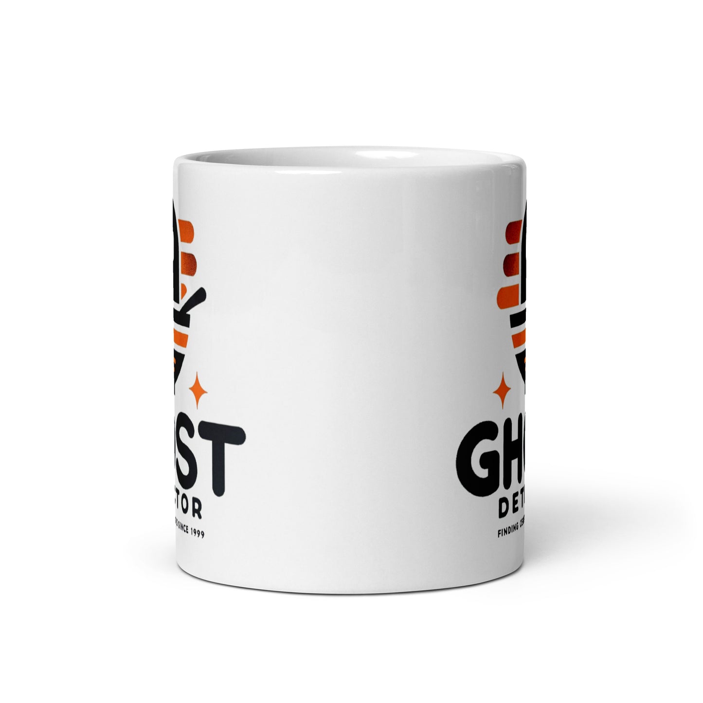 Spooky Finds with Ghost Detector - Uncover the Paranormal in Style Since 1999 White glossy mug