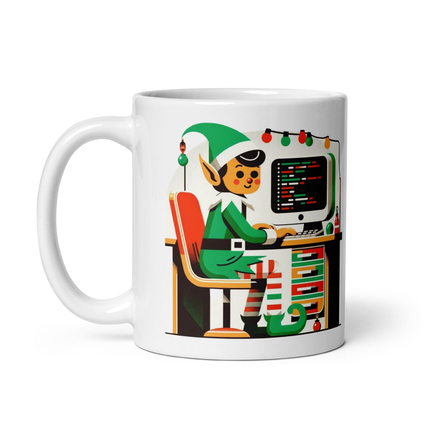 Elf Engineer: Coding the Christmas Cheer with Festive Software Solutions White glossy mug