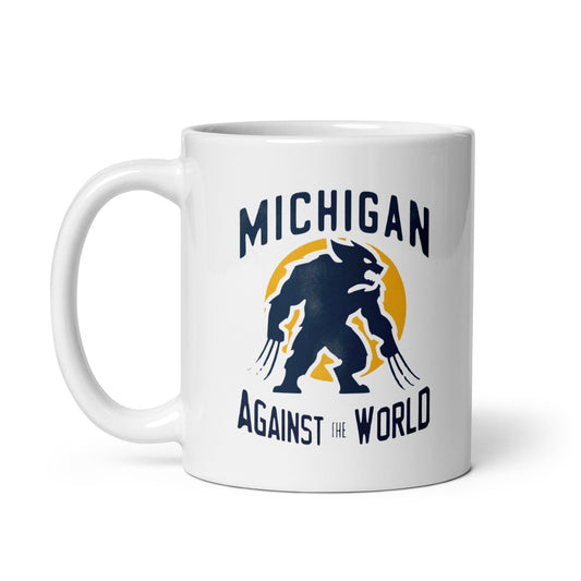 Michigan Against The World White glossy mug