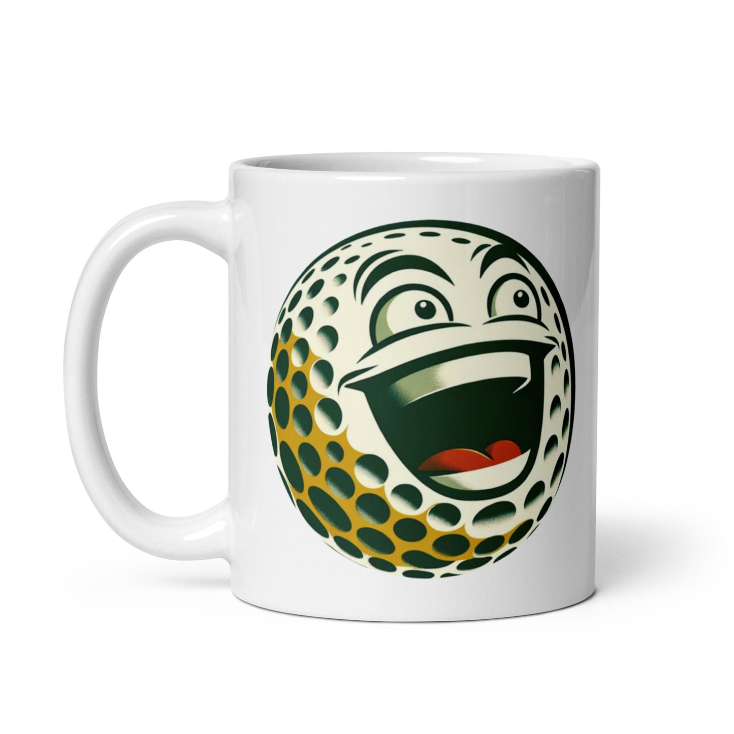 Overly Enthusiastic Golf Ball White glossy mug