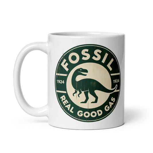 Fossil - Real Good Gas Dinosaur White glossy mug