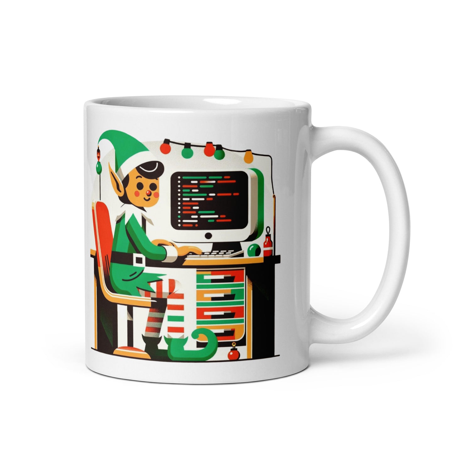 Elf Engineer: Coding the Christmas Cheer with Festive Software Solutions White glossy mug