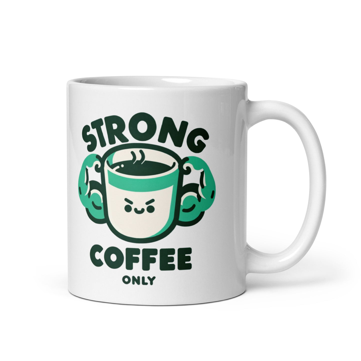 Strong Coffee Only: Mr. Buff Cup – White glossy mug