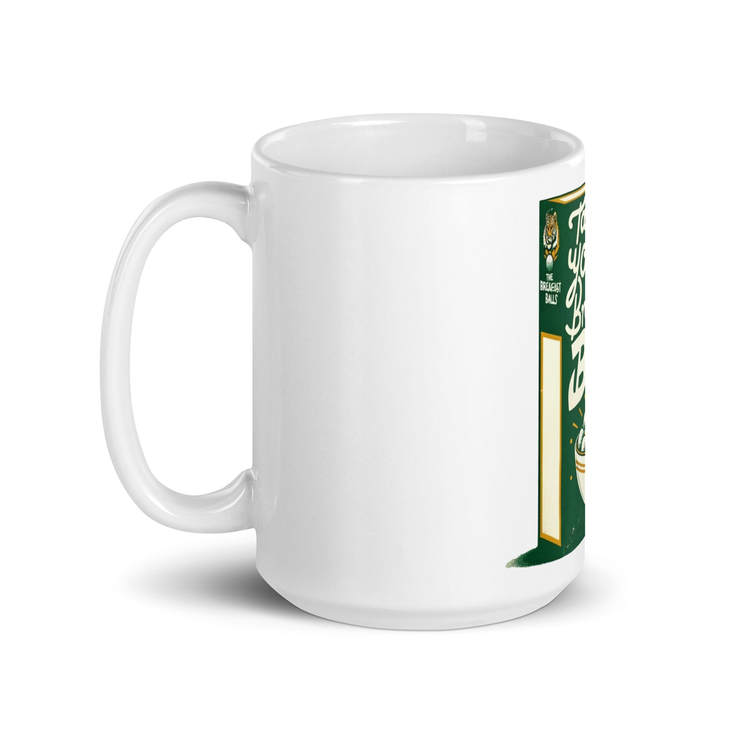 Take Your Breakfast Balls Golf Balls Tiger White glossy mug