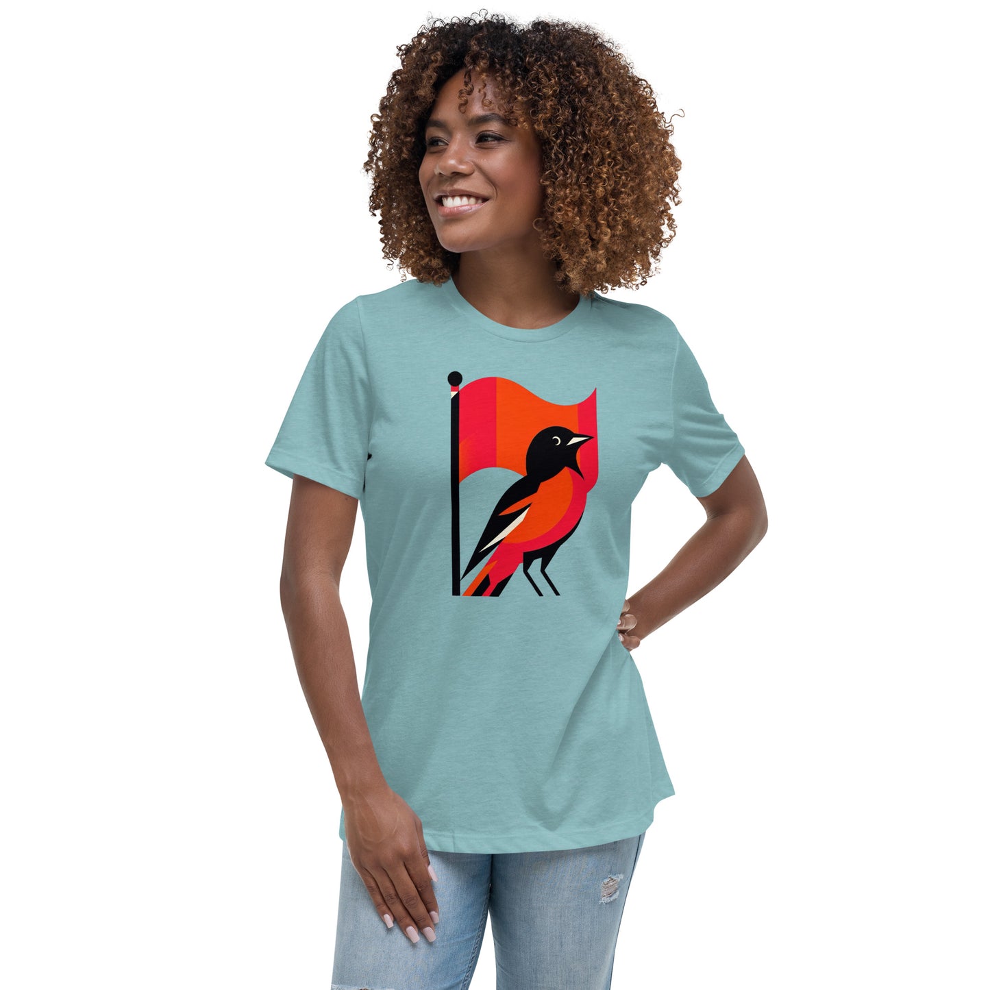 Golf Girl Minimalist Oriole and the Flag - Women’s Relaxed T-Shirt