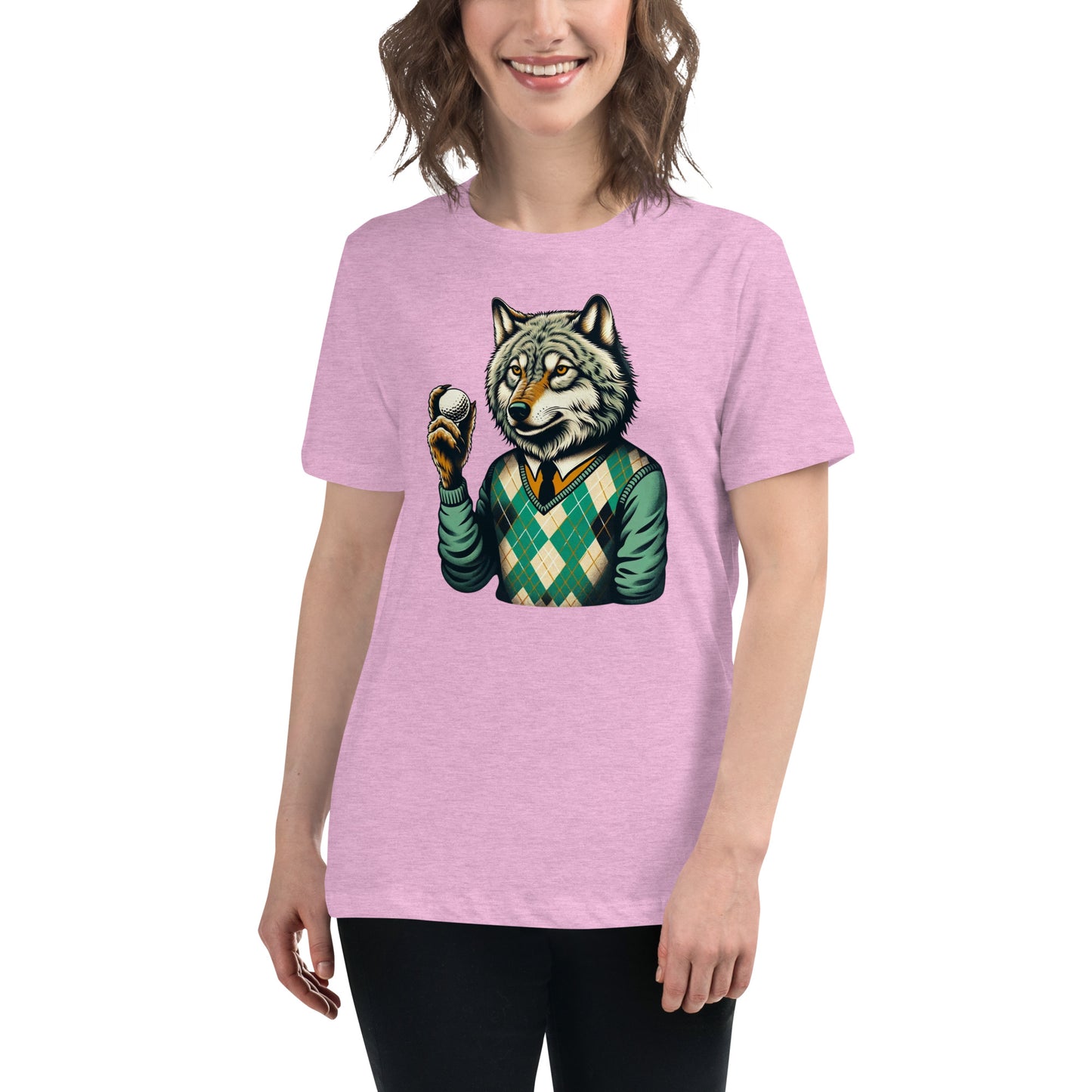 Golf Girl Minimalist Wolf in Argyle - Women’s Relaxed T-Shirt