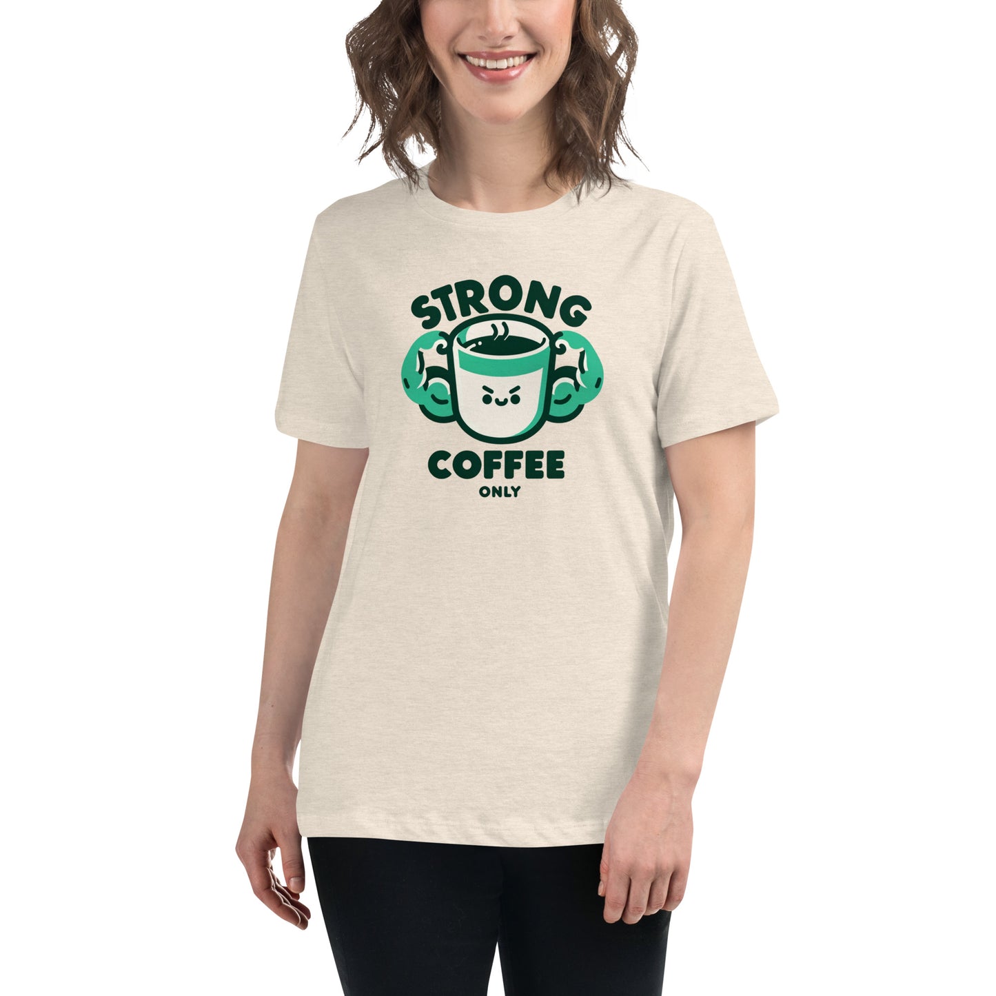 Strong Coffee Only: Mr. Buff Cup – Women's Relaxed T-Shirt