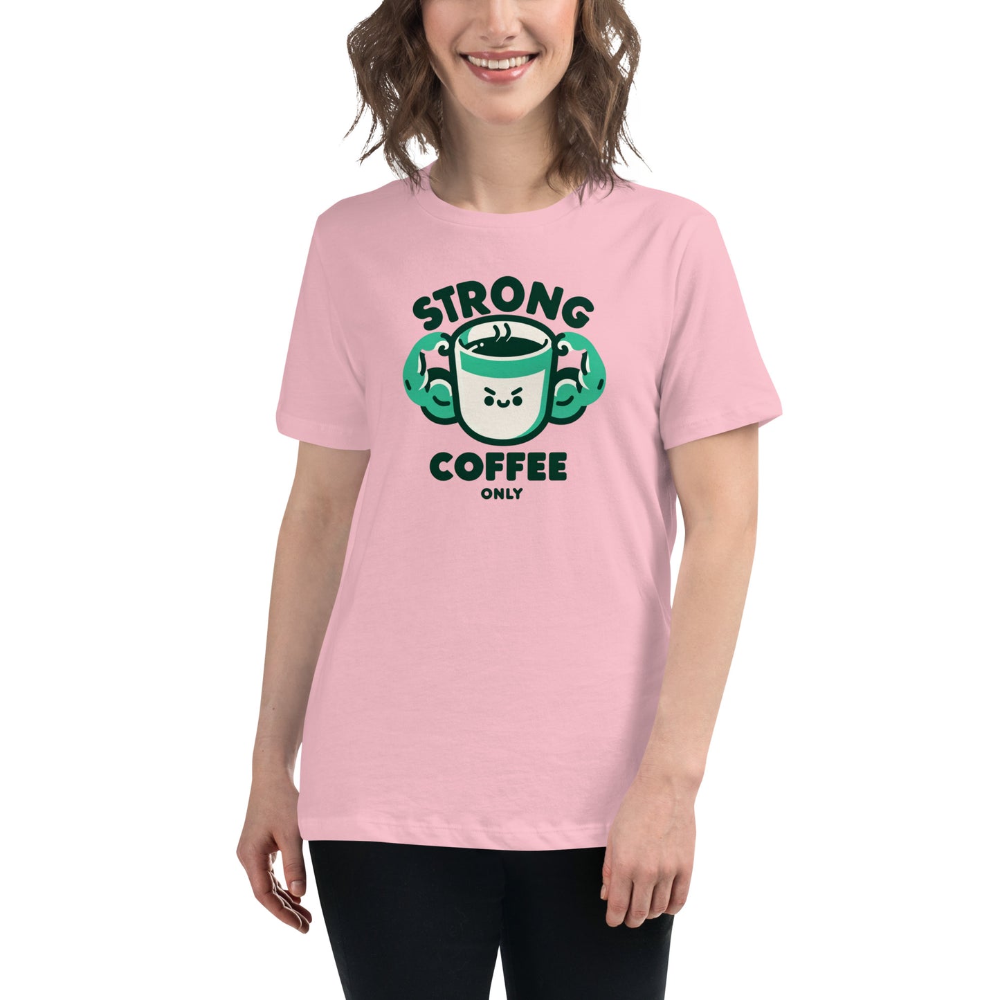 Strong Coffee Only: Mr. Buff Cup – Women's Relaxed T-Shirt