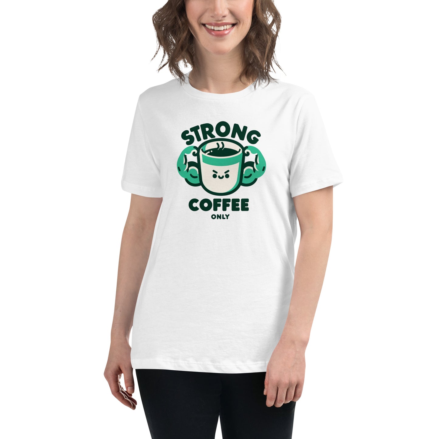 Strong Coffee Only: Mr. Buff Cup – Women's Relaxed T-Shirt